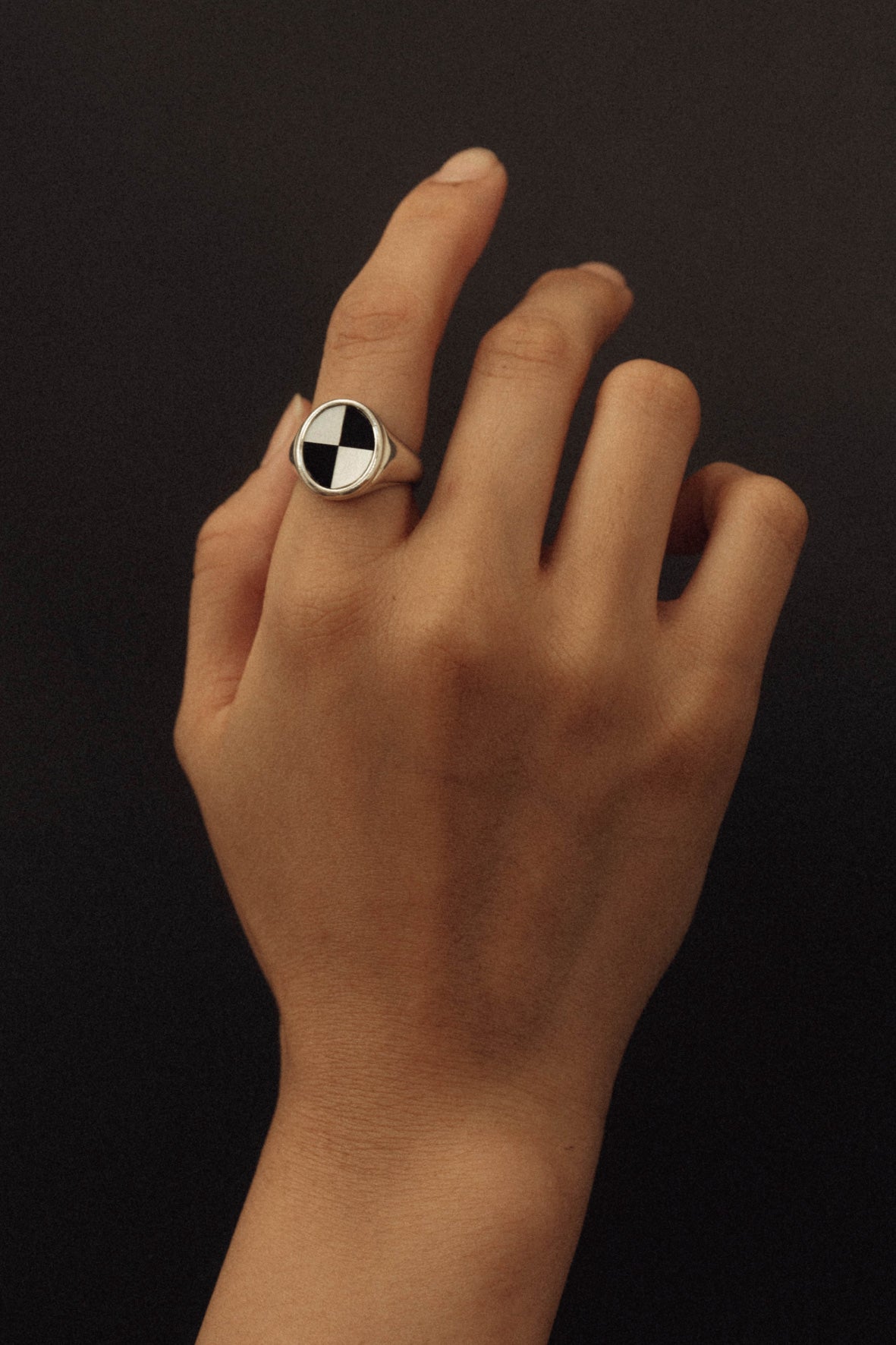 onyx × shell ring(silver/gold)