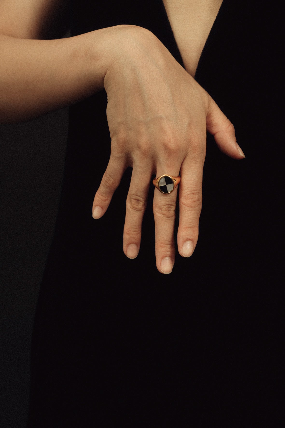 onyx × shell ring(silver/gold)