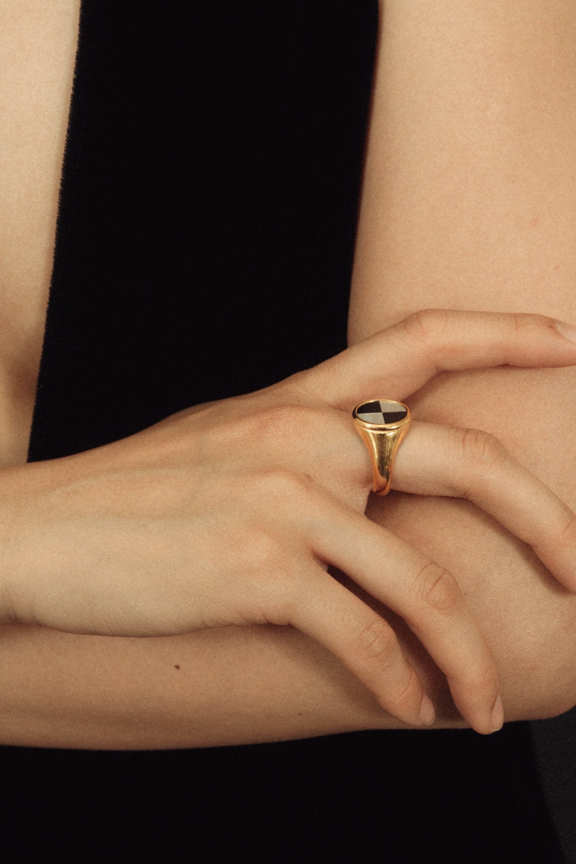 onyx × shell ring(silver/gold)