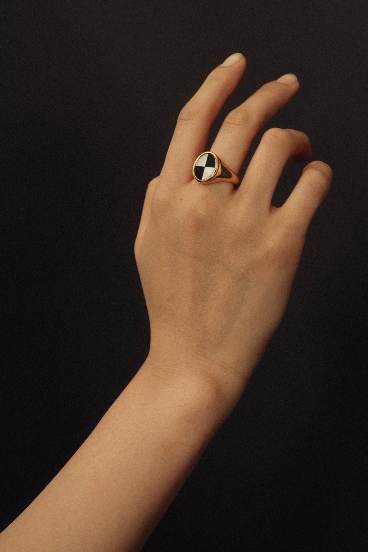 onyx × shell ring(silver/gold)