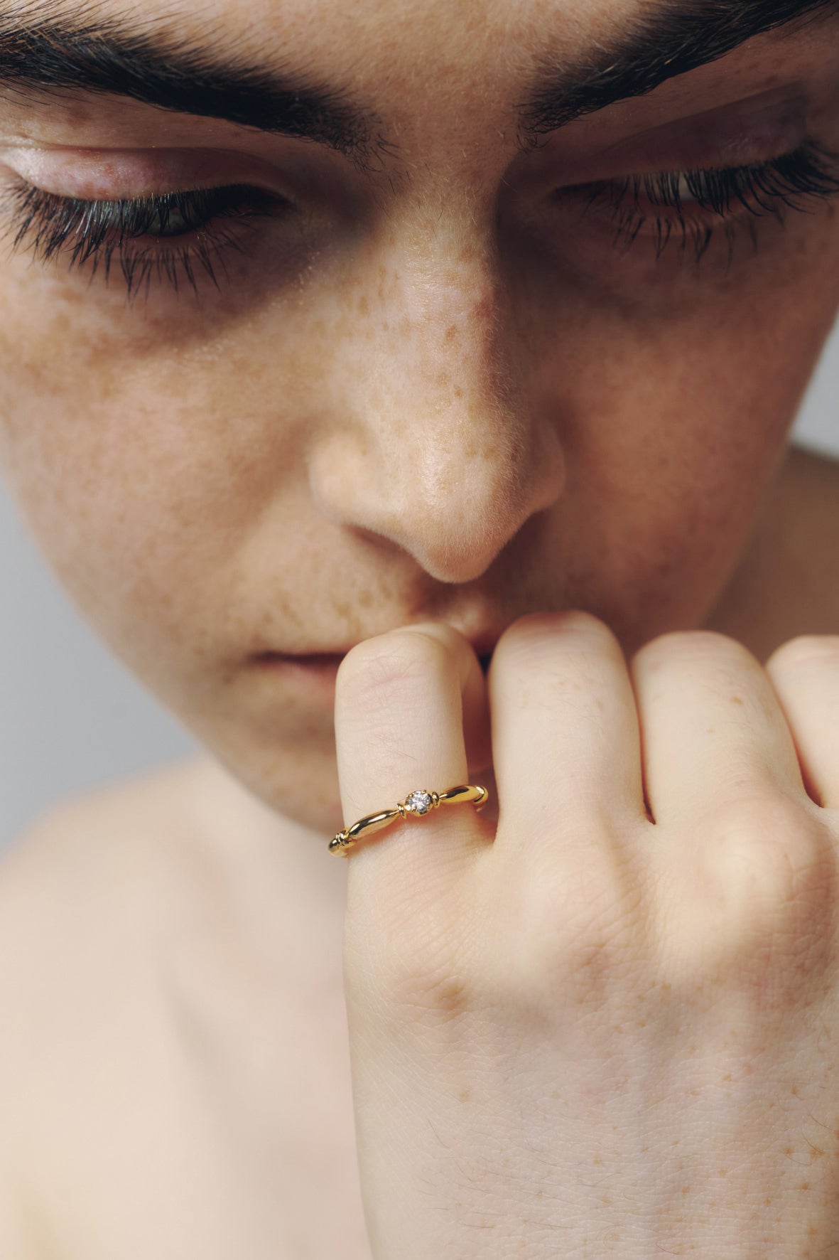 【受注商品】H link ring(cz)(silver/gold)