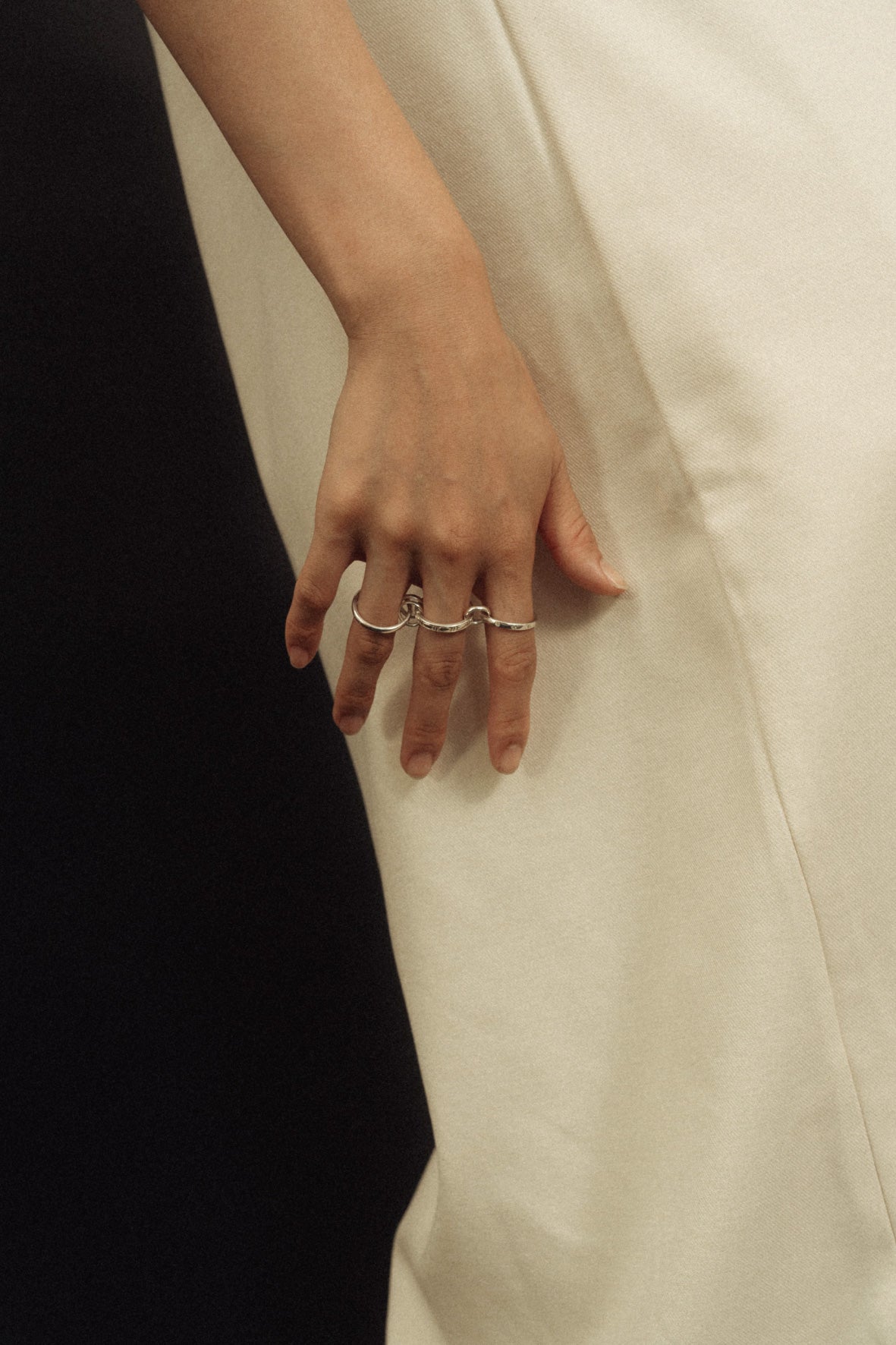 three row ring(silver/gold)