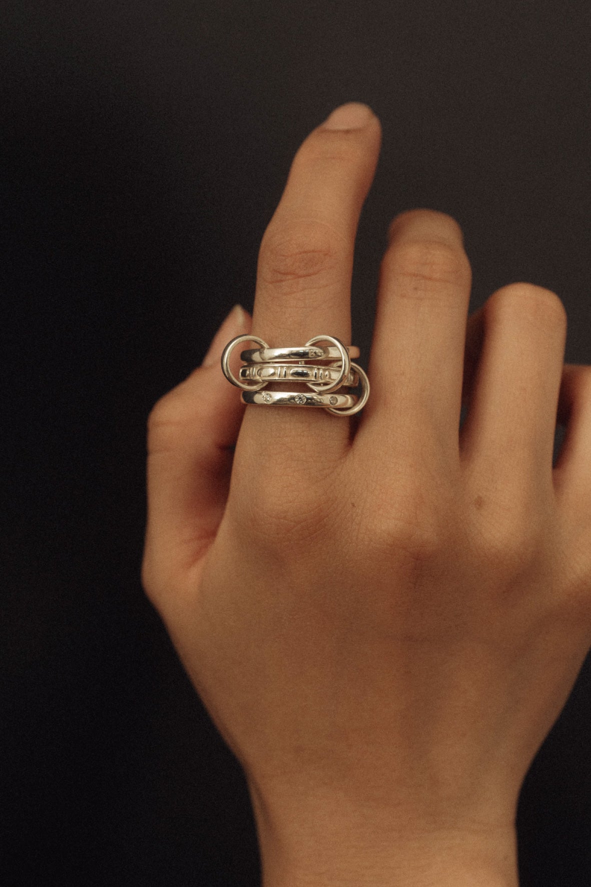 three row ring(silver/gold)