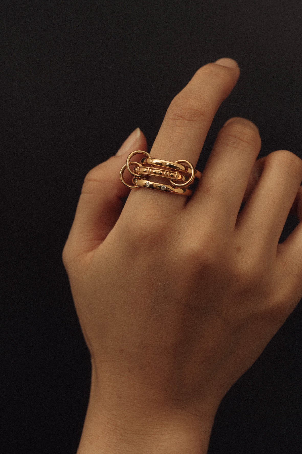 three row ring(silver/gold)