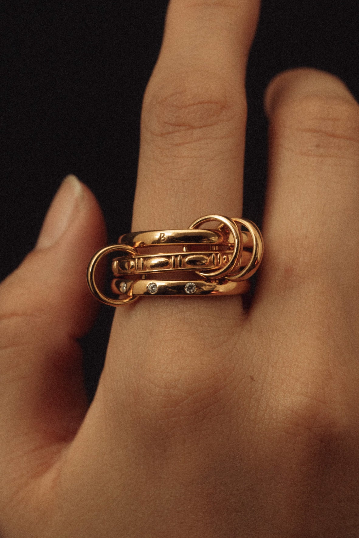 three row ring(silver/gold)