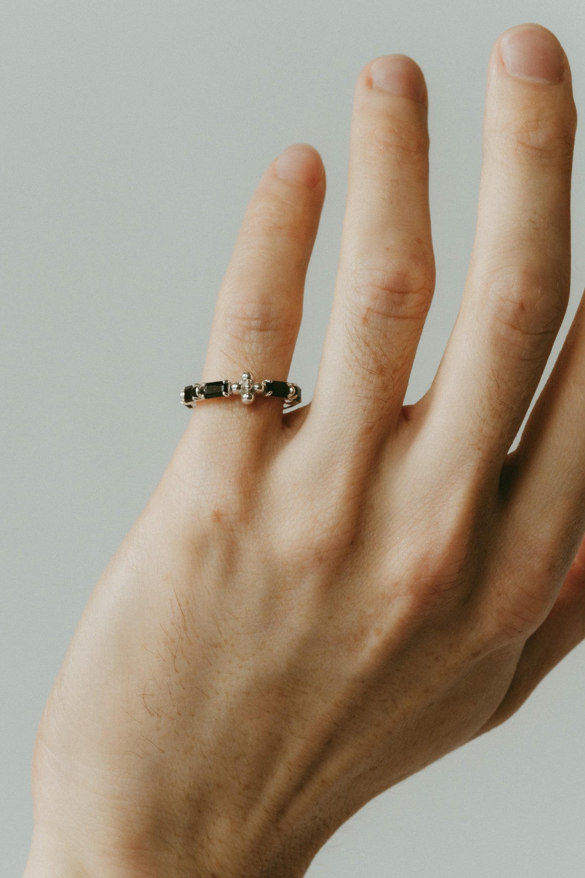 【受注販売】 flower ring/02(onyx)(silver/gold)
