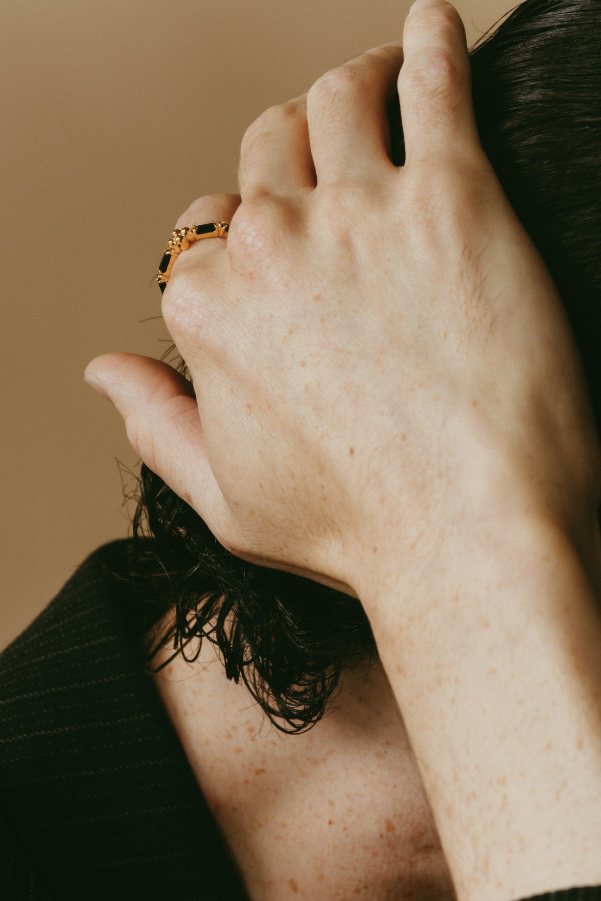 【受注販売】 flower ring/02(onyx)(silver/gold)