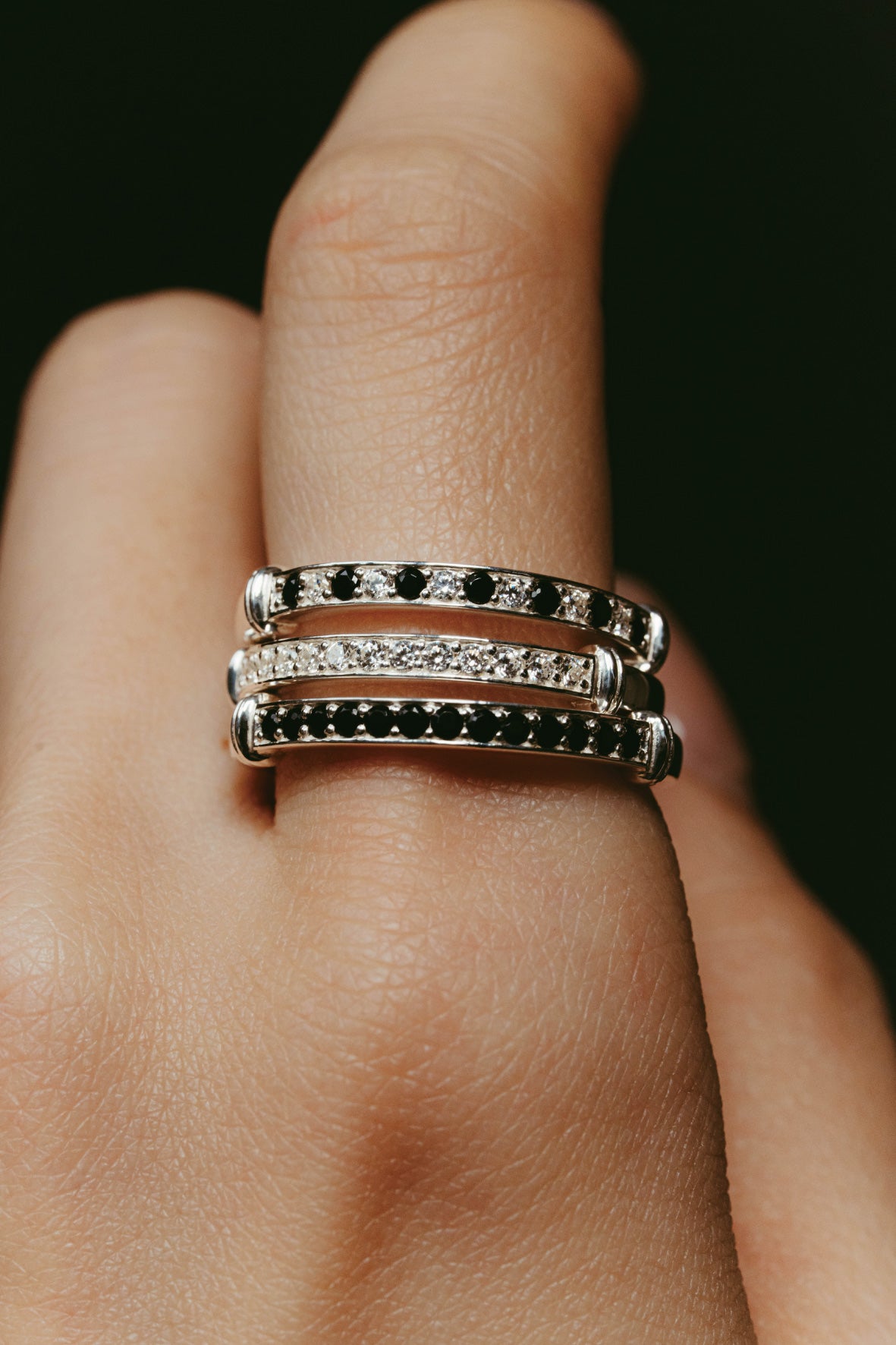 【受注販売】HR ring(cz×onyx)(silver/gold)