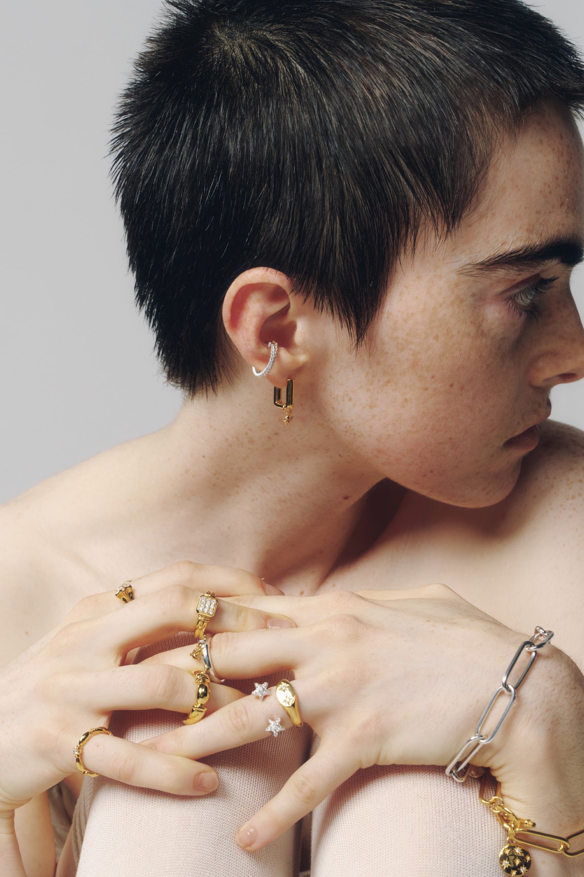 【受注商品】row ear cuff(cz)(silver/gold)