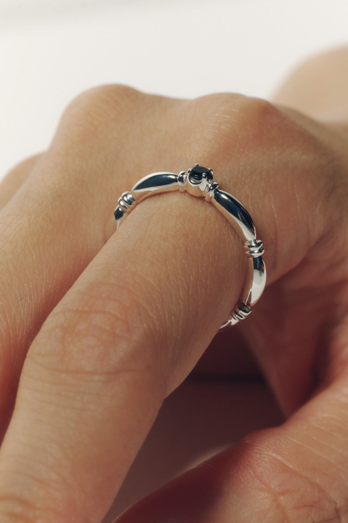【受注商品】H link ring(onyx)(silver/gold)