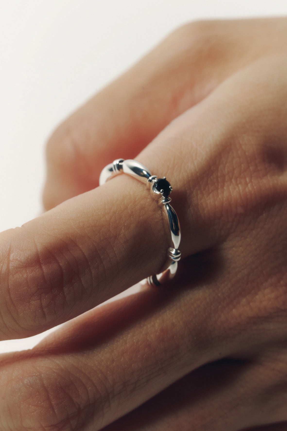 【受注商品】H link ring(onyx)(silver/gold)