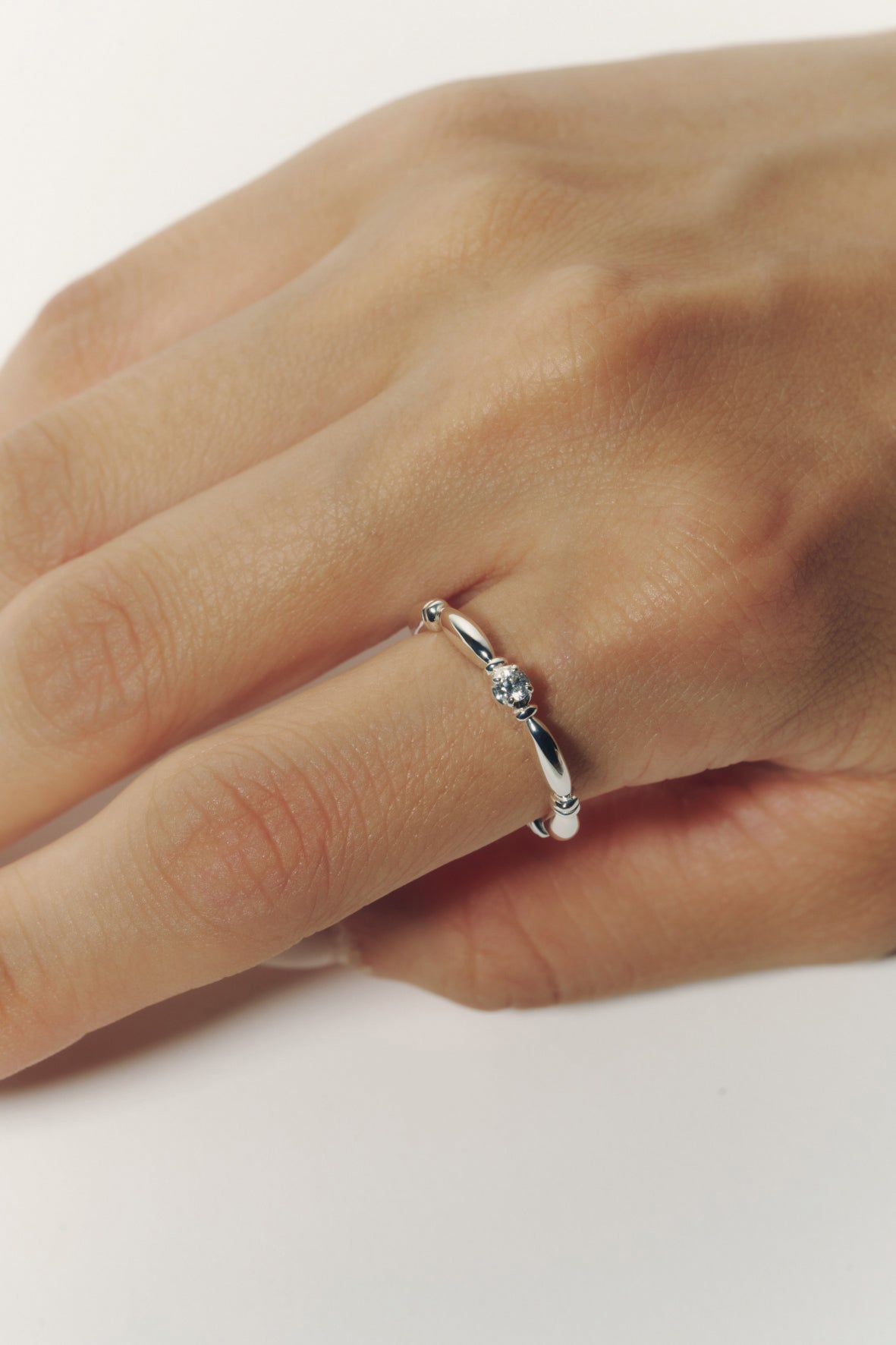 【受注商品】H link ring(cz)(silver/gold)