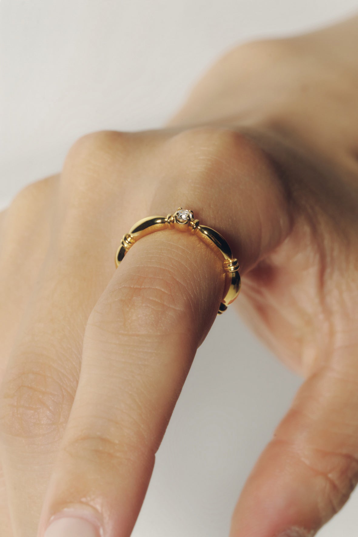 【受注商品】H link ring(cz)(silver/gold)