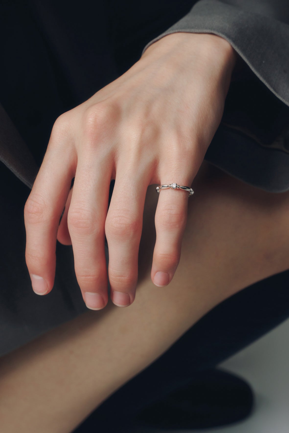 【受注商品】H link ring(cz)(silver/gold)