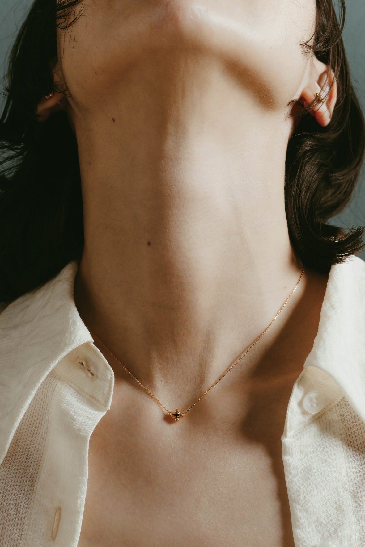 【受注商品】flower necklace/02(onyx)(silver/gold)