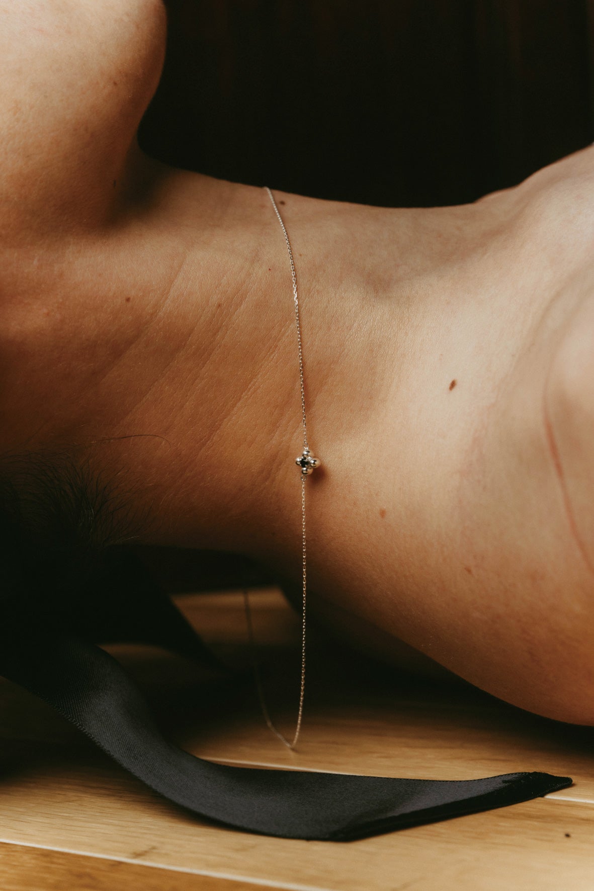 【受注商品】flower necklace/02(onyx)(silver/gold)