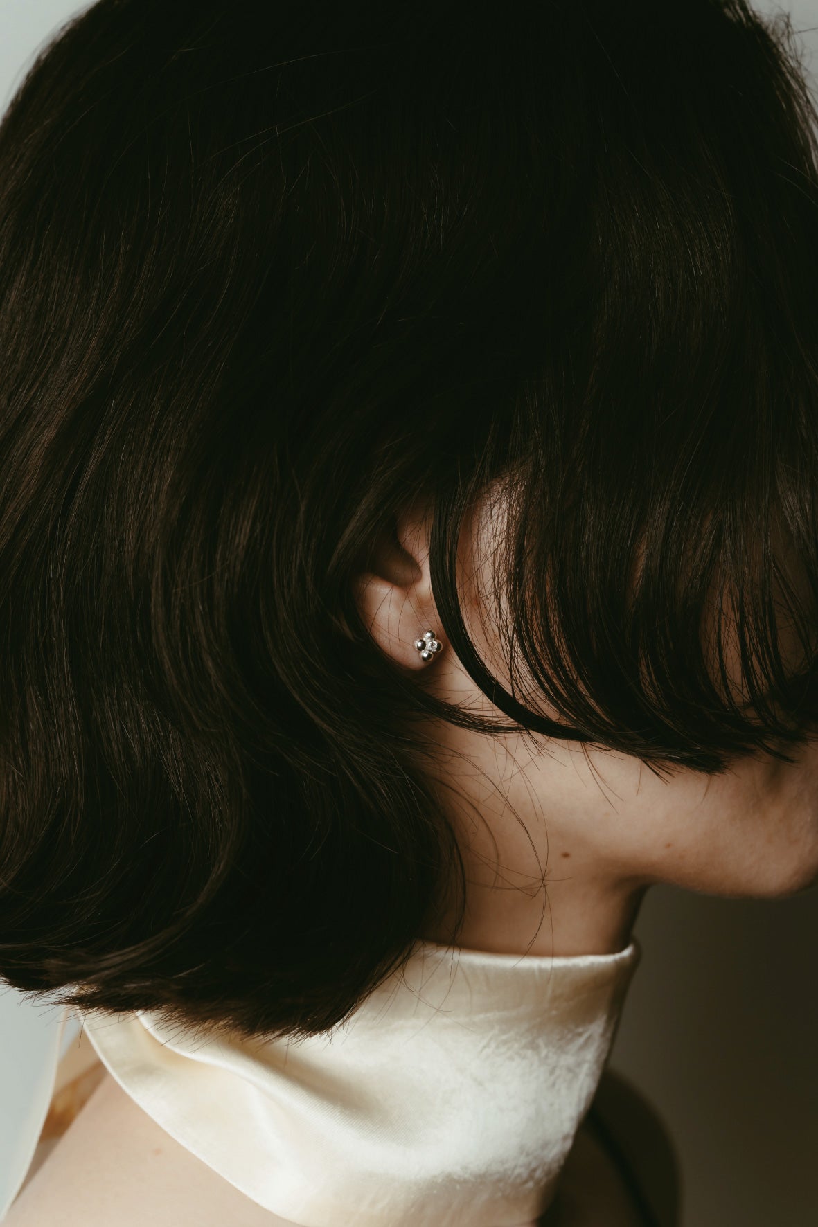 【受注販売】flower pierce /01(cz)(silver/gold)