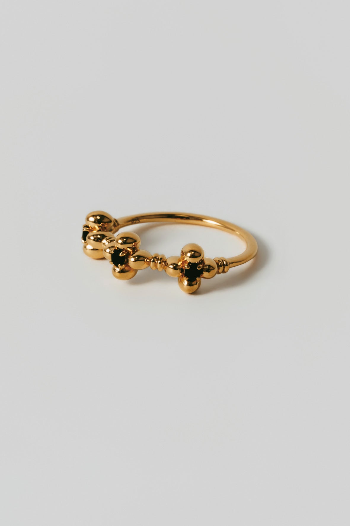 【店舗用】flower ring/03(onyx)(silver/gold)