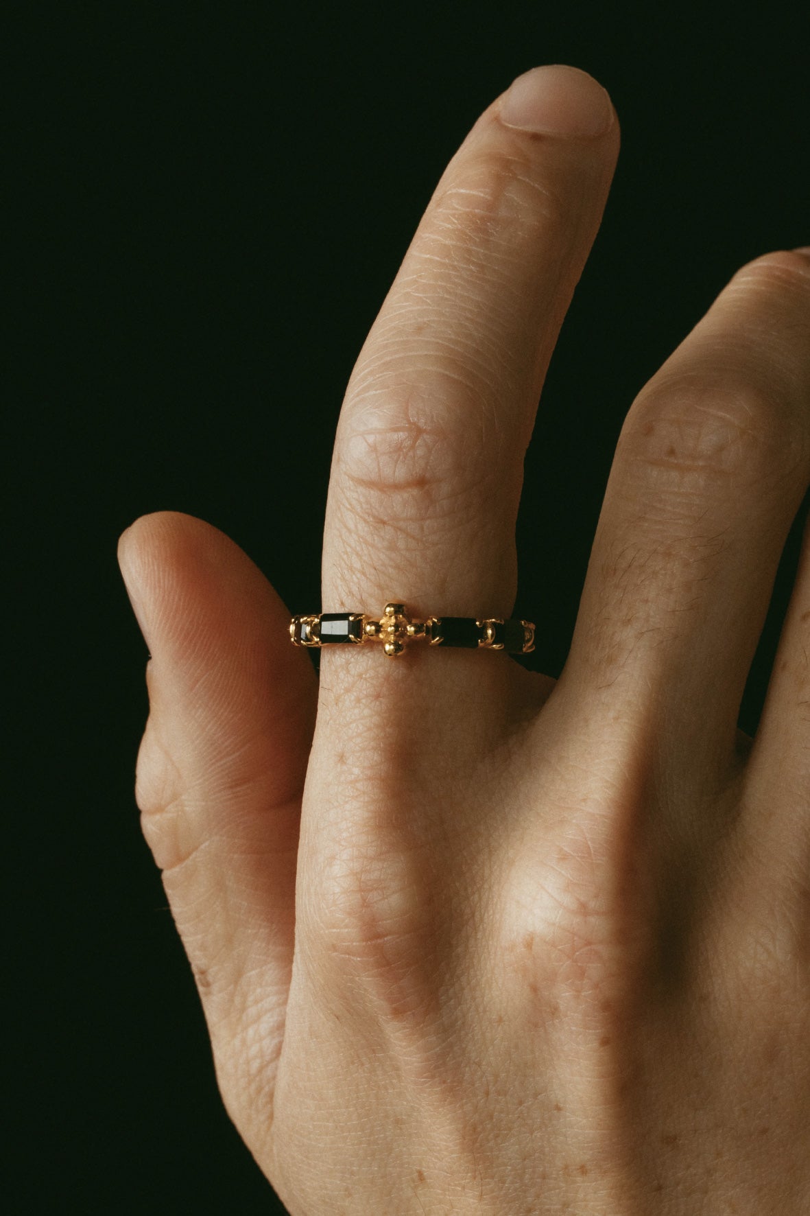 【受注販売】 flower ring/02(onyx)(silver/gold)