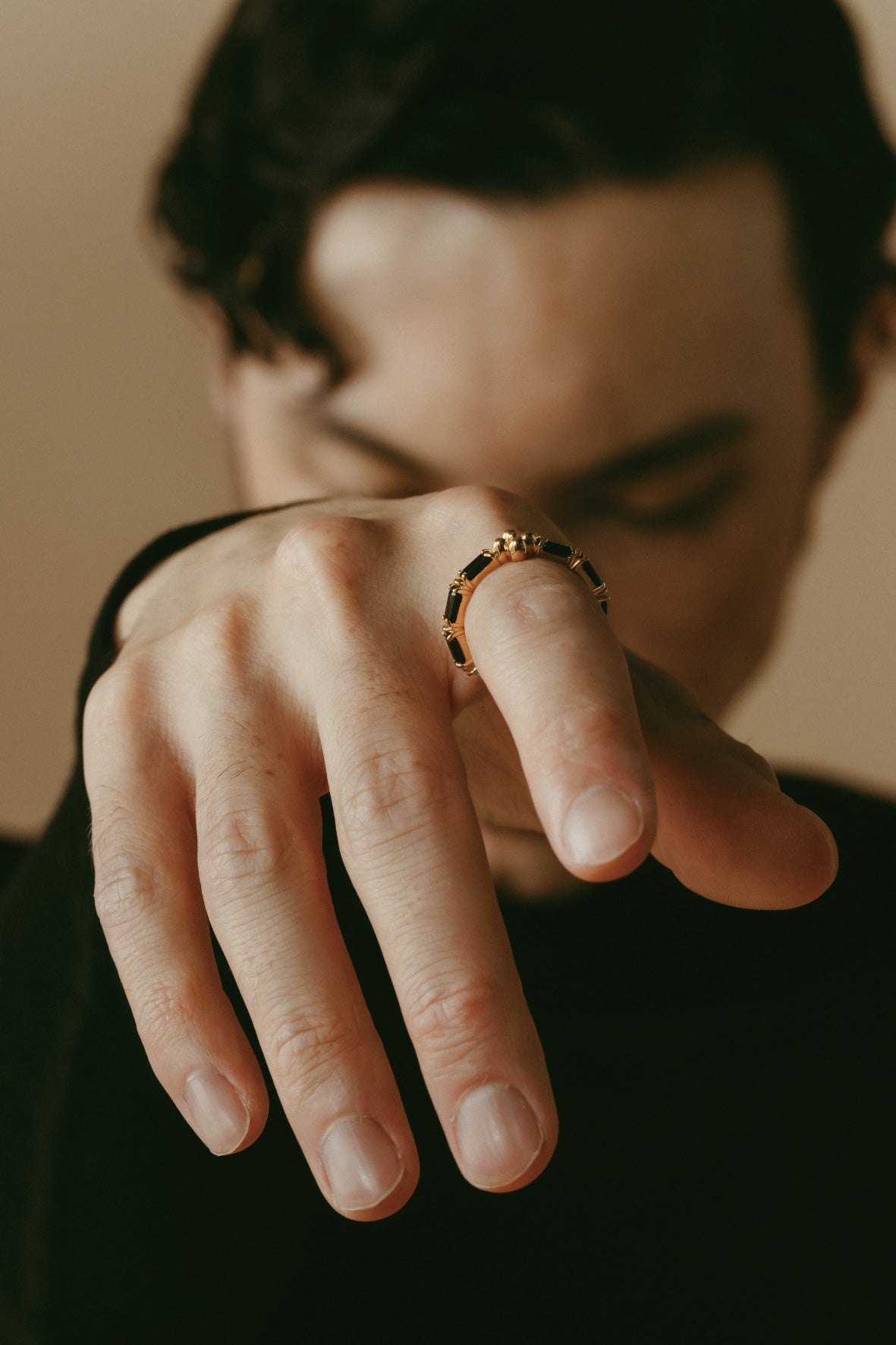【受注販売】 flower ring/02(onyx)(silver/gold)