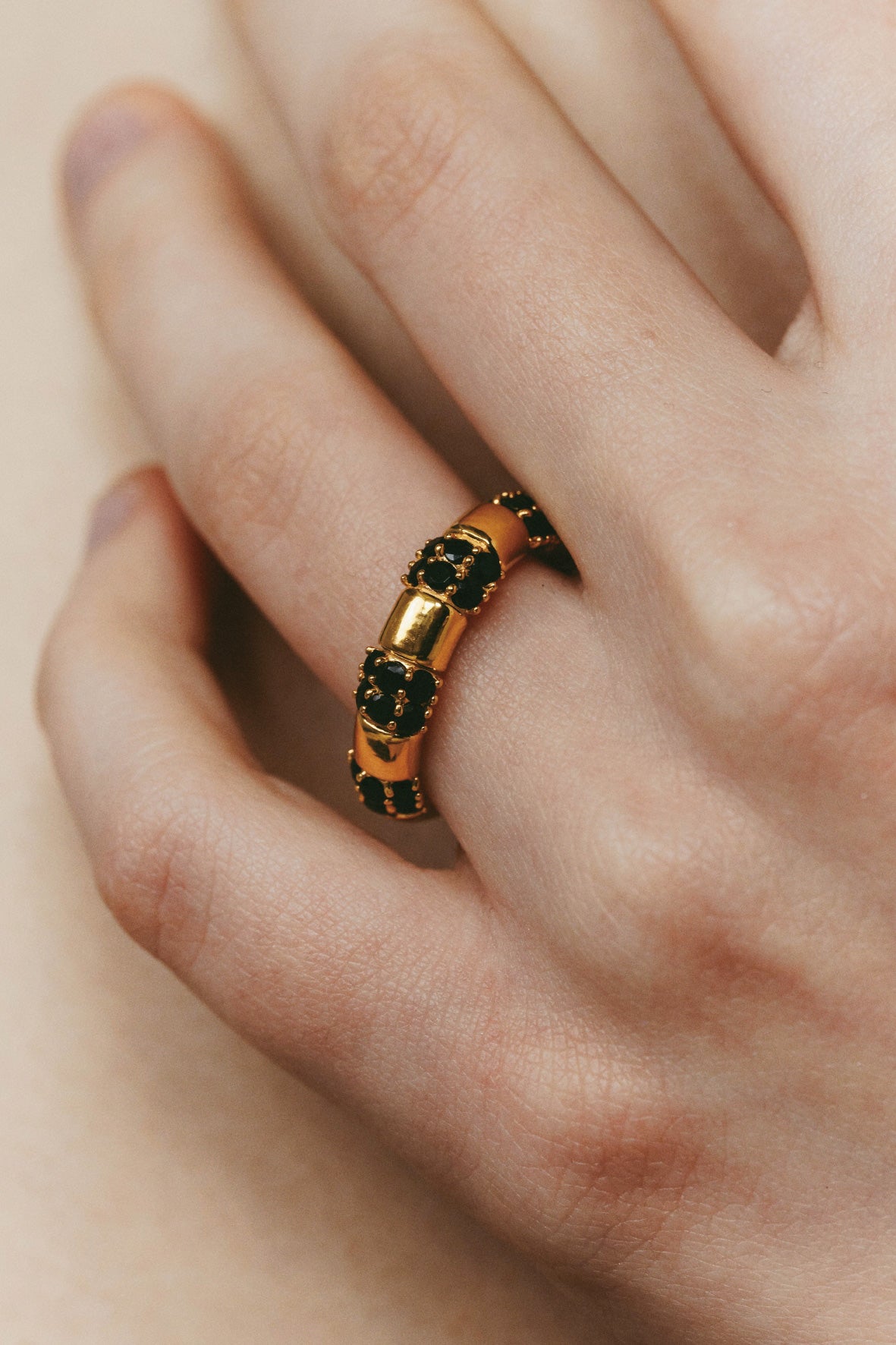 【受注販売】unit ring(onyx)(silver/gold)