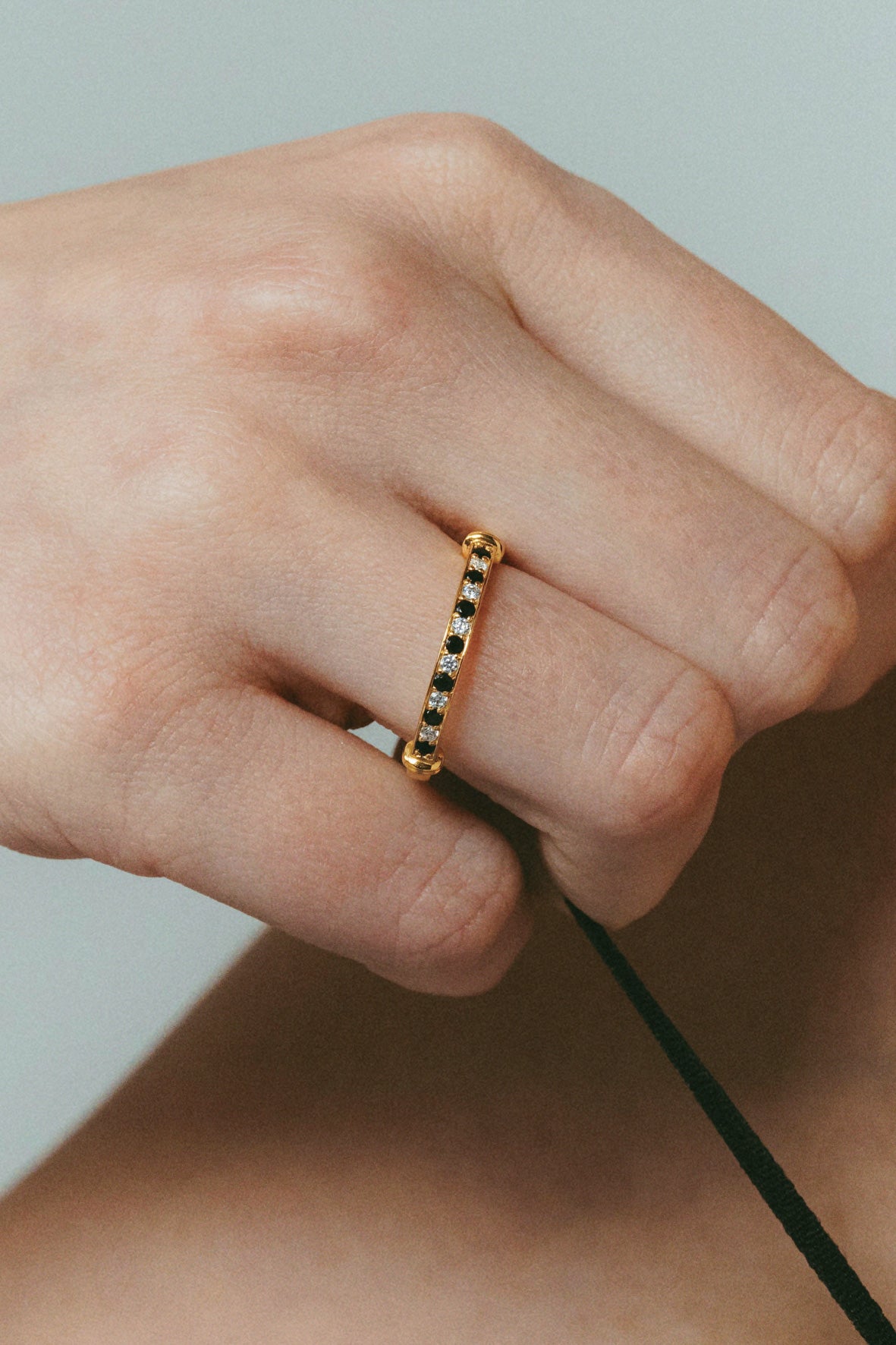 【受注販売】HR ring(cz×onyx)(silver/gold)