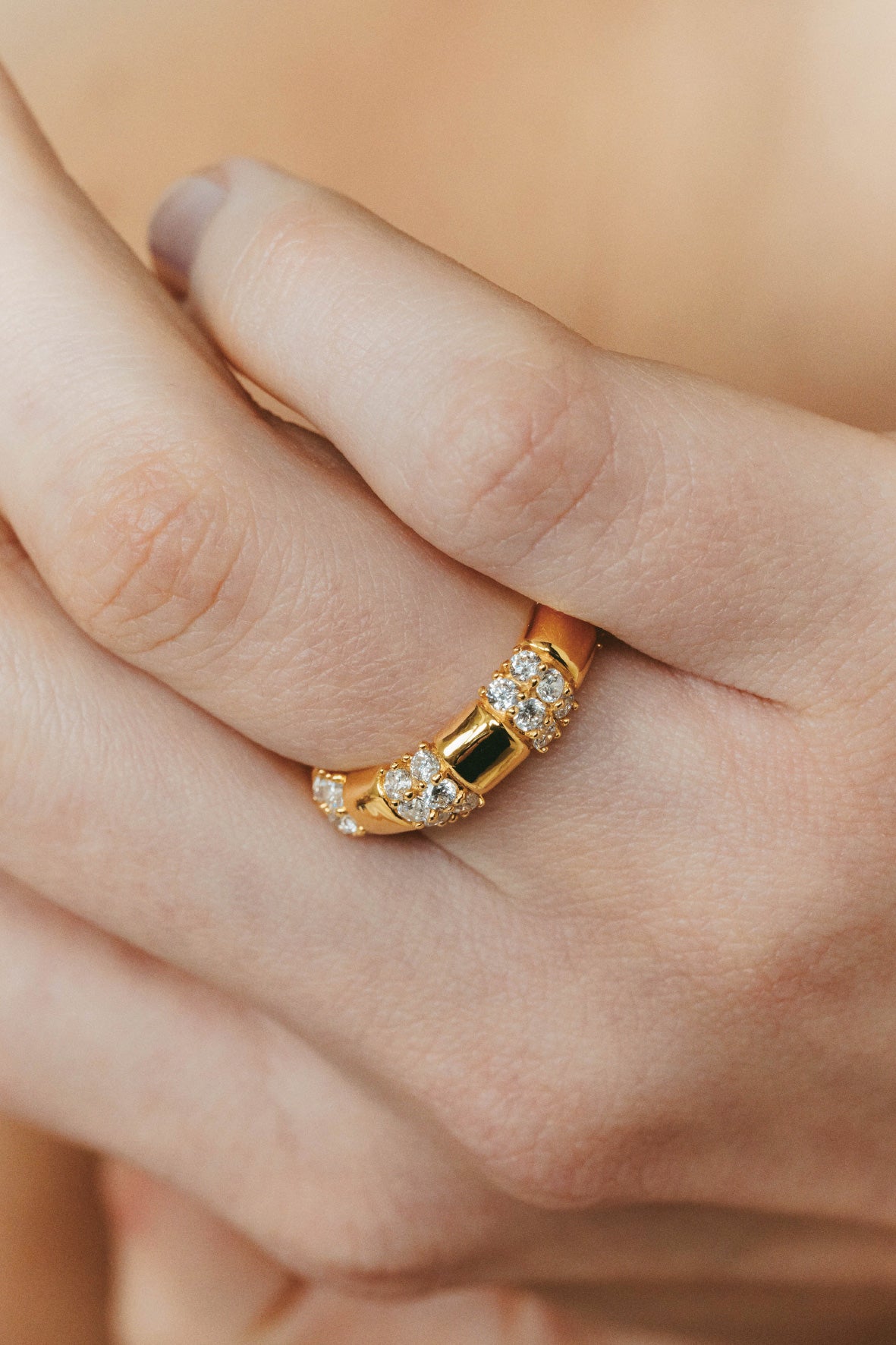 【受注販売】unit ring(cz)(silver/gold)