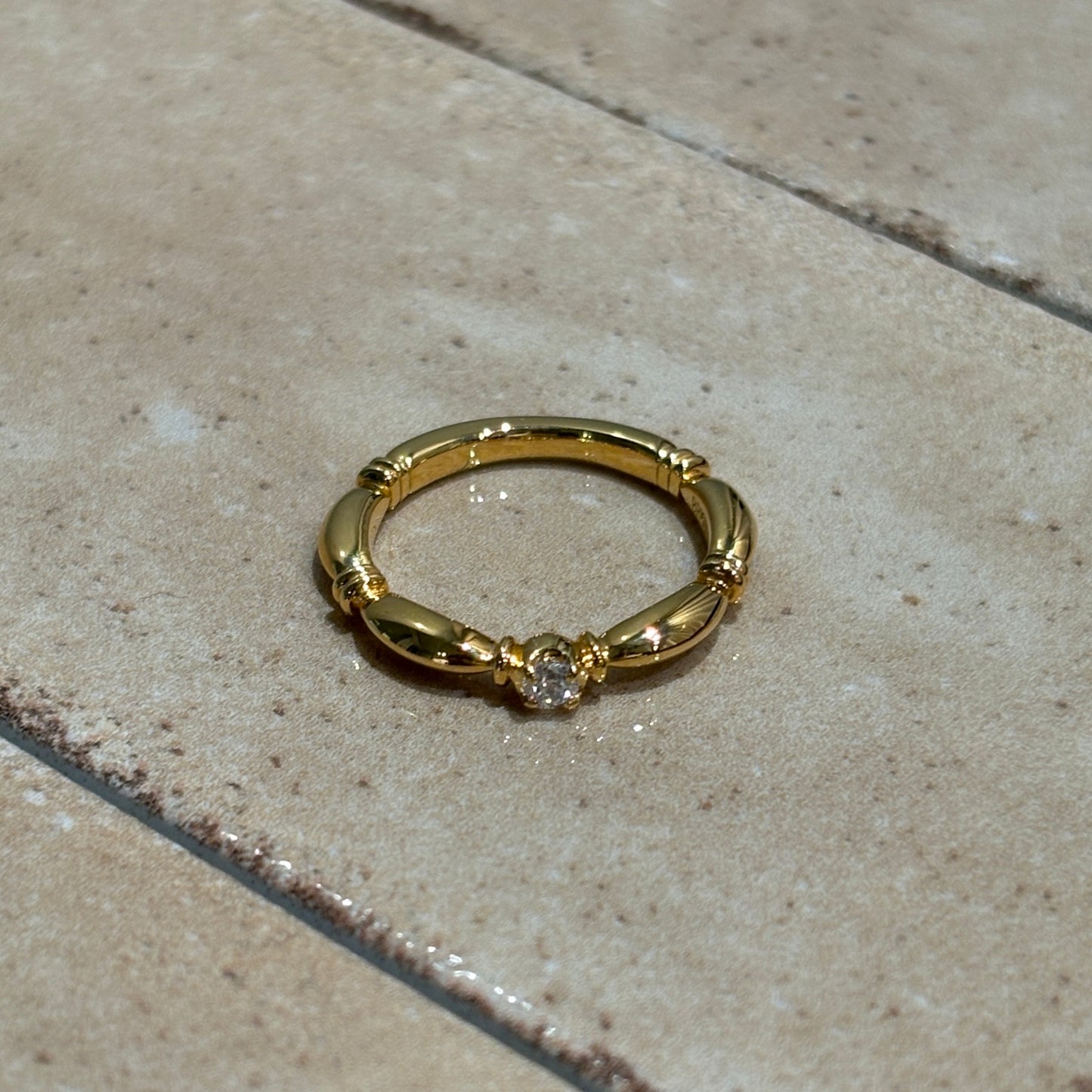 【受注商品】H link ring(cz)(silver/gold)