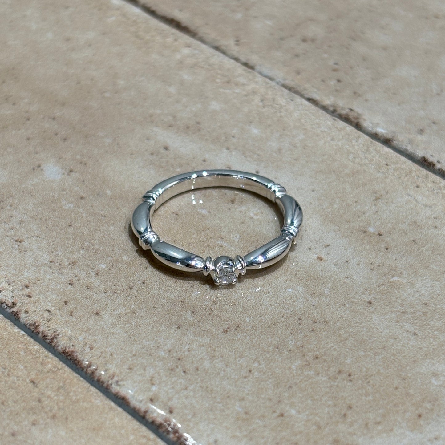 【受注商品】H link ring(cz)(silver/gold)