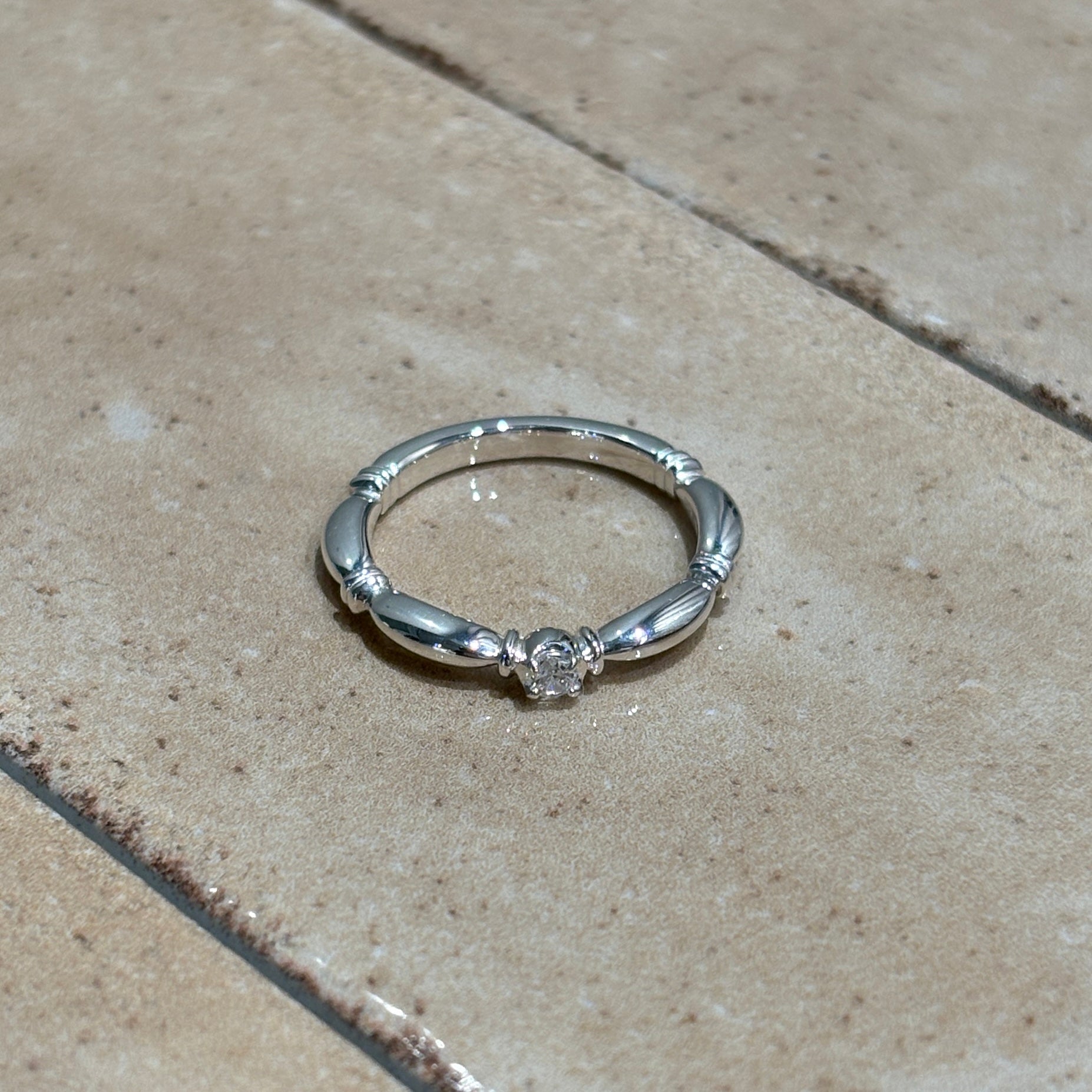 【受注商品】H link ring(cz)(silver/gold)