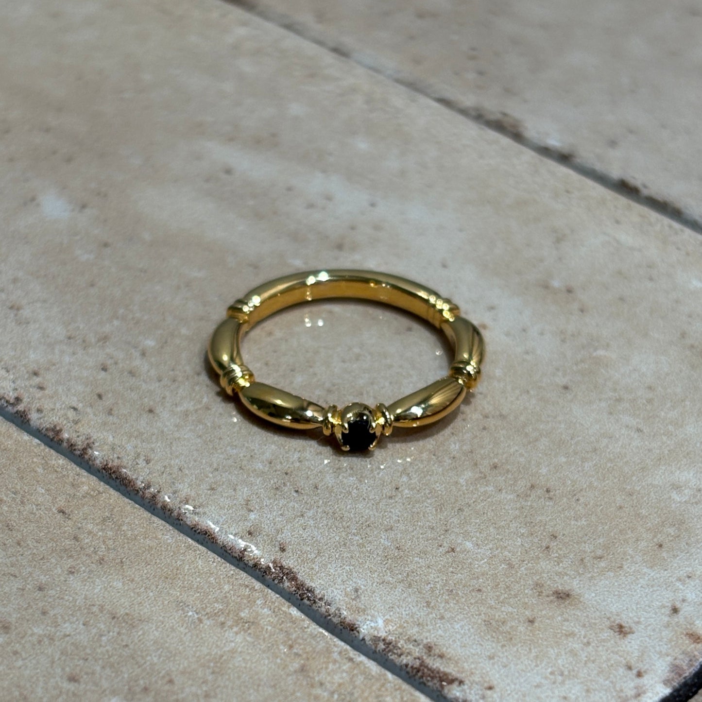 【受注商品】H link ring(onyx)(silver/gold)