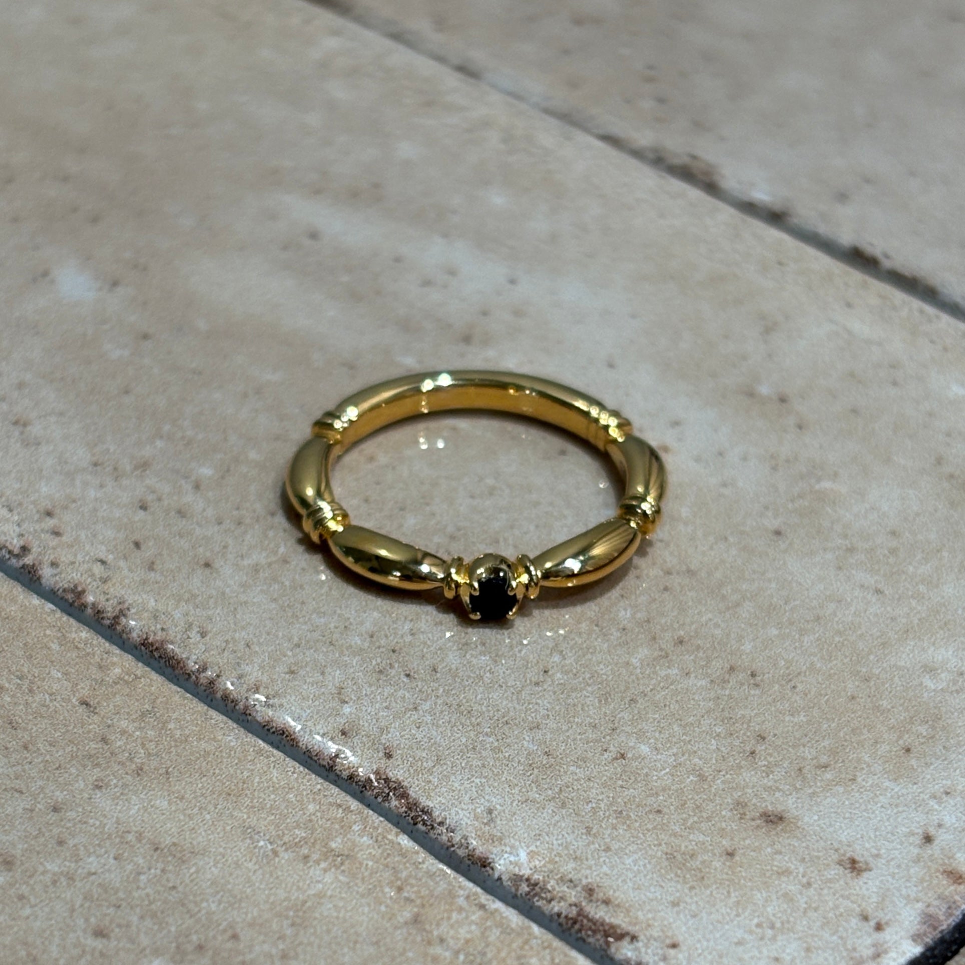 【受注商品】H link ring(onyx)(silver/gold)
