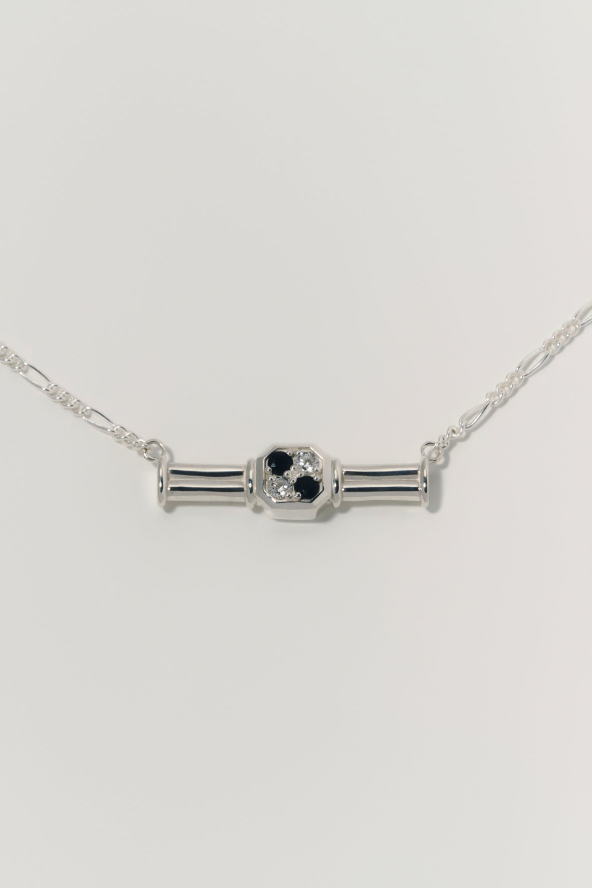 【受注商品】frame necklace(cz×onyx)(silver/gold)