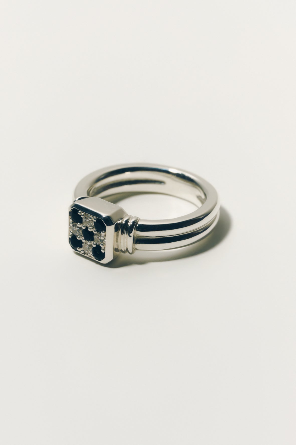 【受注商品】frame ring(cz×onyx)(silver/gold)