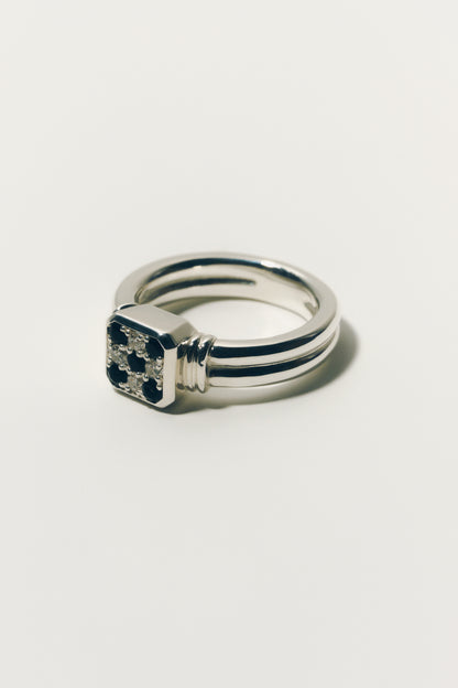 【受注商品】frame ring(cz×onyx)(silver/gold)
