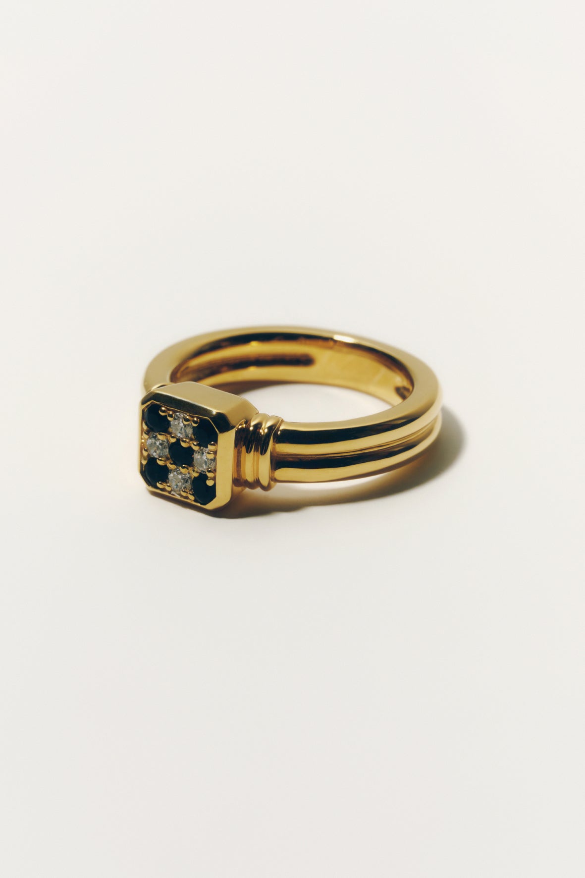 【受注商品】frame ring(cz×onyx)(silver/gold)