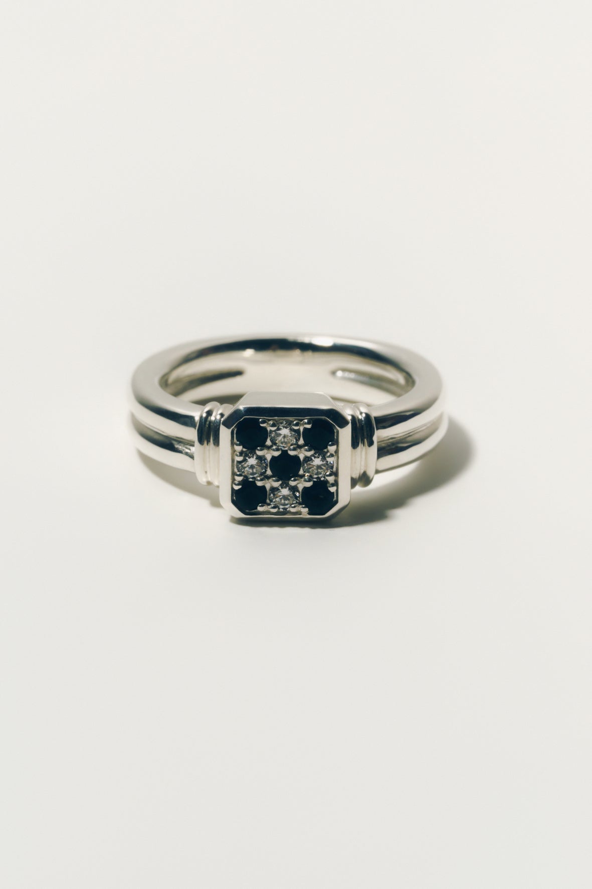 【受注商品】frame ring(cz×onyx)(silver/gold)