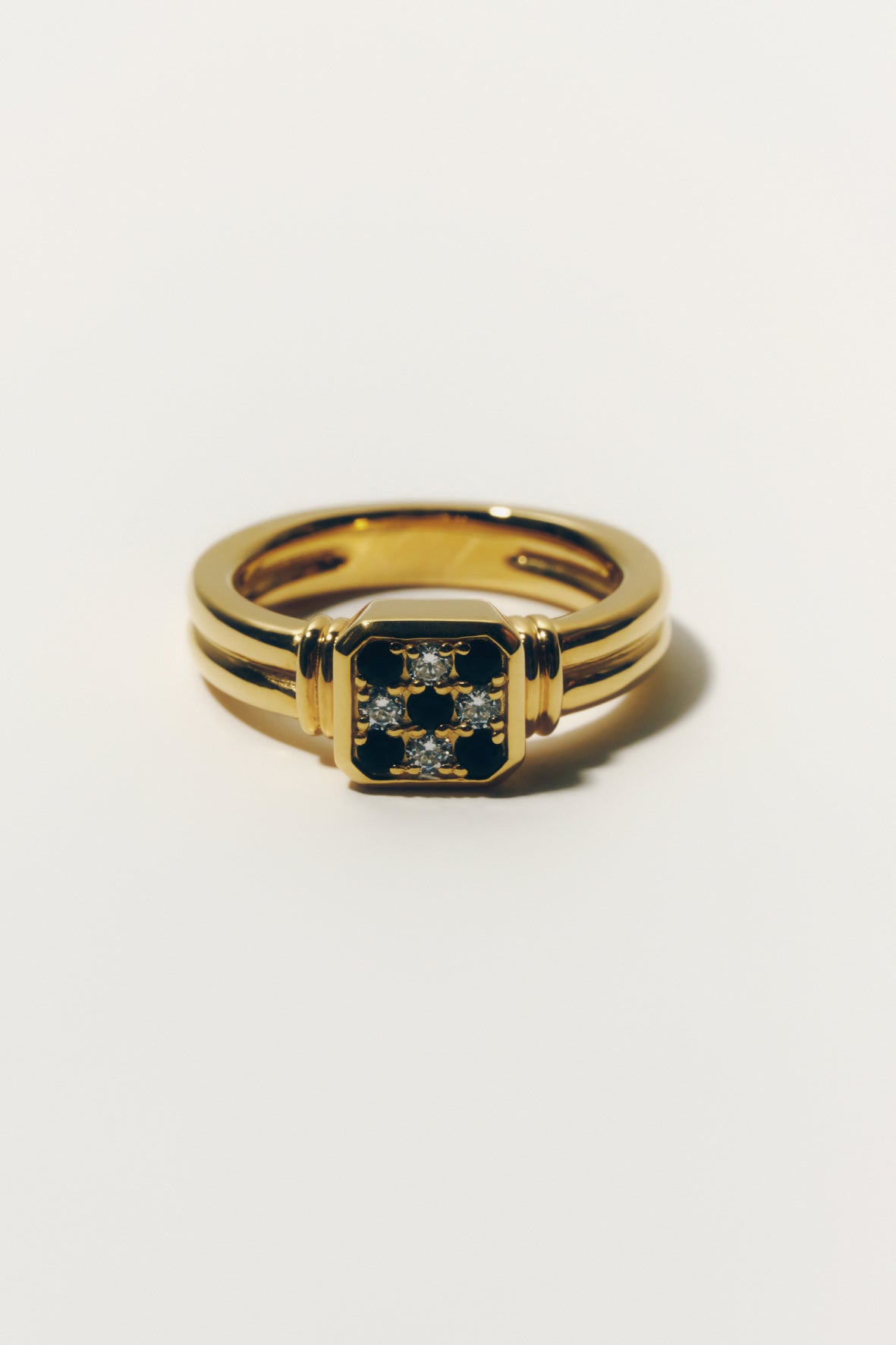 【受注商品】frame ring(cz×onyx)(silver/gold)