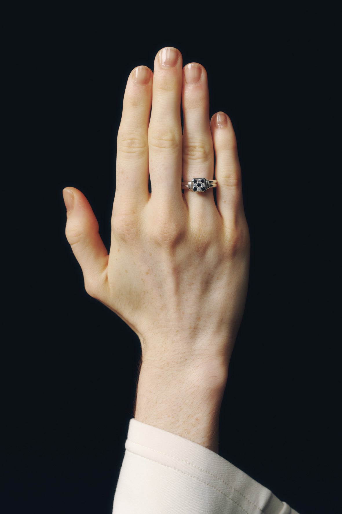 【受注商品】frame ring(cz×onyx)(silver/gold)