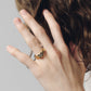 【受注商品】frame ring(cz×onyx)(silver/gold)