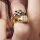 【受注商品】frame ring(cz×onyx)(silver/gold)