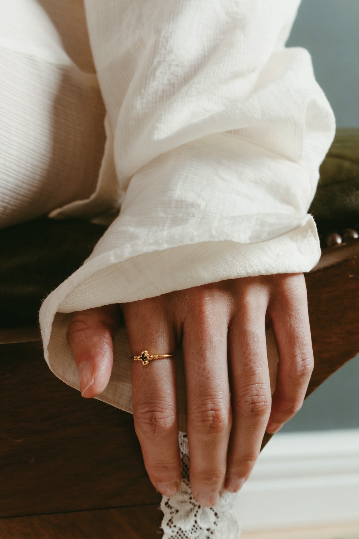 【店舗用】flower ring/04(onyx)(silver/gold)