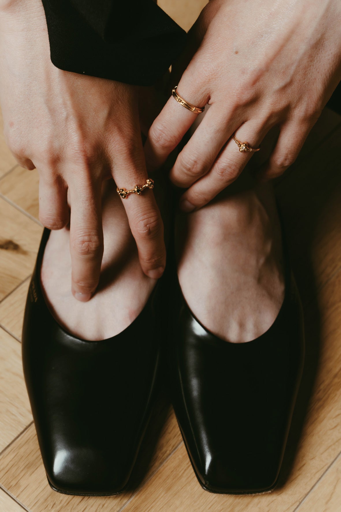【店舗用】flower ring/03(onyx)(silver/gold)
