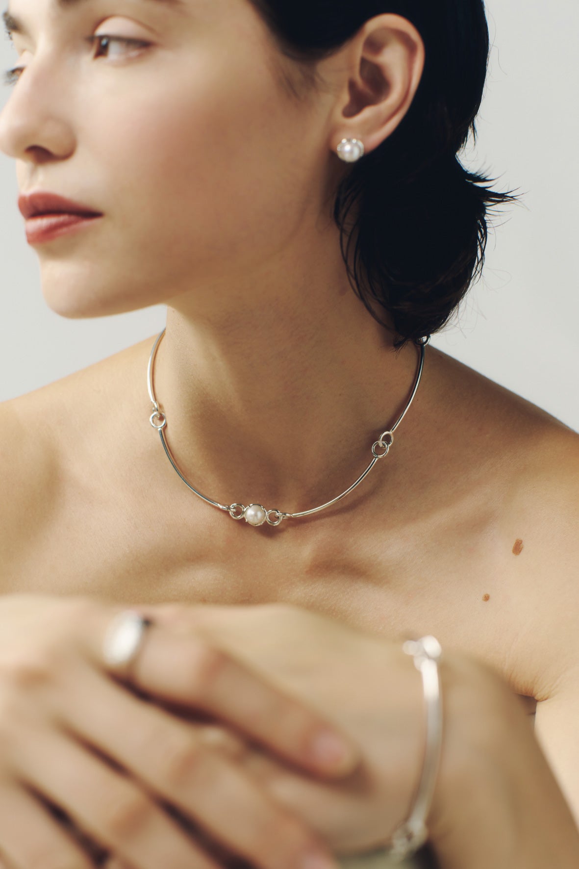 pearl necklace(silver)