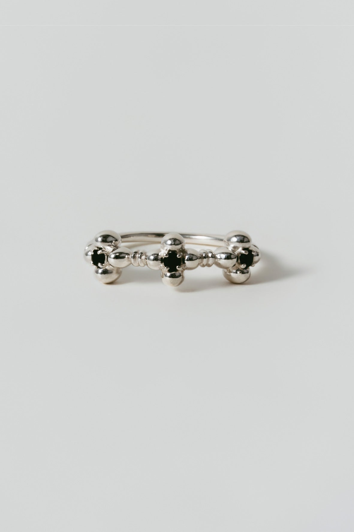 【店舗用】flower ring/03(onyx)(silver/gold)