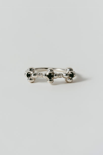 【店舗用】flower ring/03(onyx)(silver/gold)