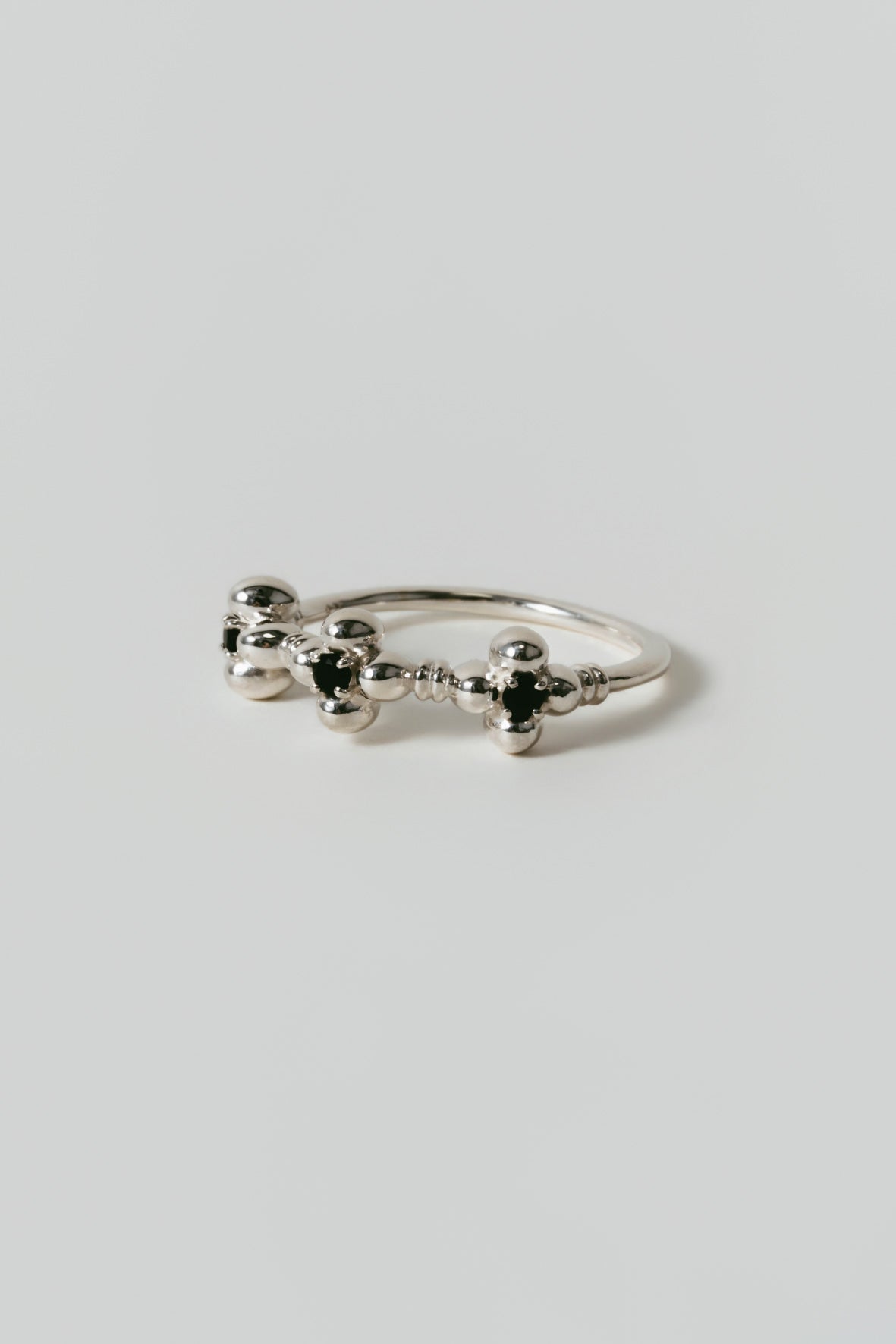 【店舗用】flower ring/03(onyx)(silver/gold)
