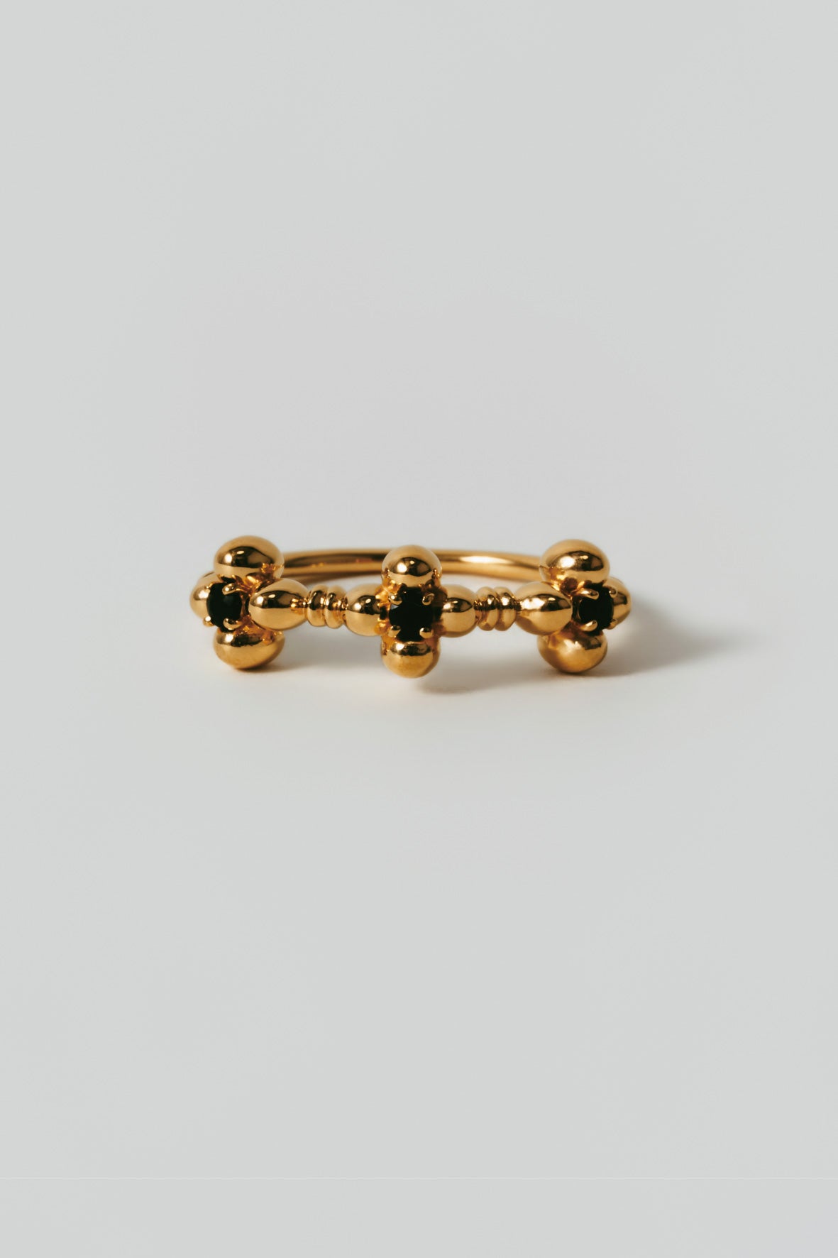 【受注商品】flower ring/03(onyx)(silver/gold)
