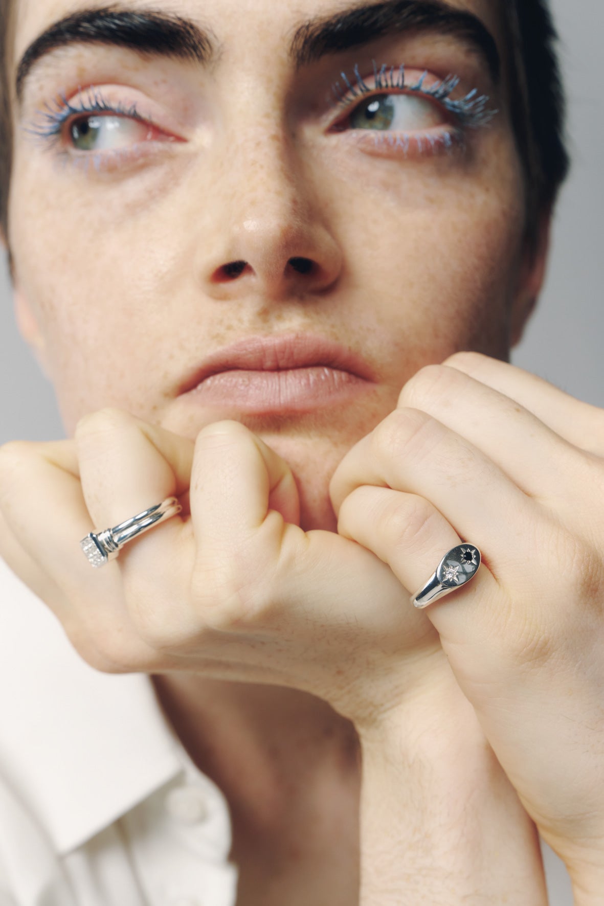 【受注商品】robot eye ring(cz×onyx)(silver/gold)