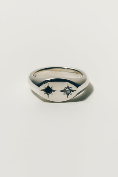 【受注商品】robot eye ring(cz×onyx)(silver/gold)